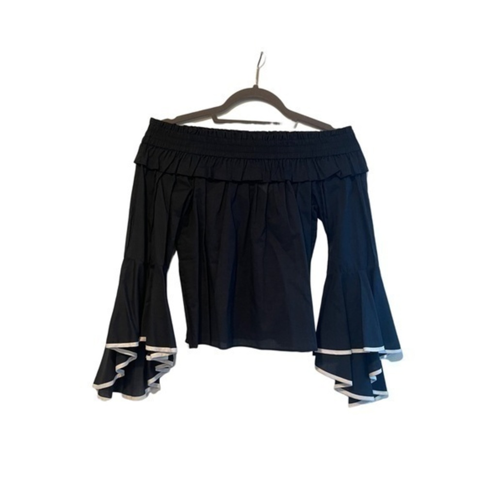 MISA Los Angeles Loris Off-the-Shoulder Top in Dark Blue